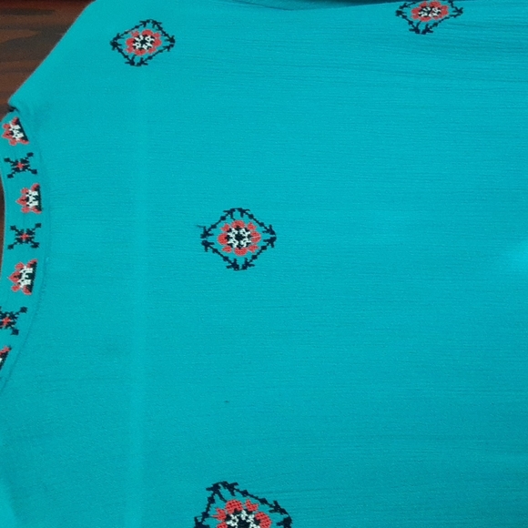 Sundance sz M pit 19 inches maxi dress with embroidery sea foam green color - Picture 9 of 11